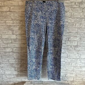 Black Saks Fifth Avenue blue white print pants women’s 12 scroll‎ floral